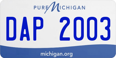 MI license plate DAP2003