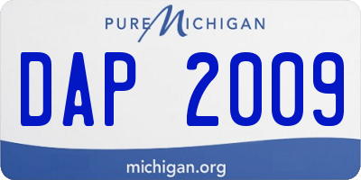 MI license plate DAP2009