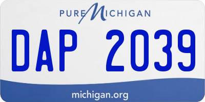 MI license plate DAP2039