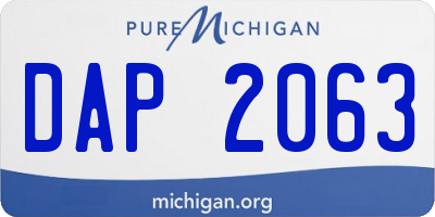 MI license plate DAP2063