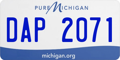 MI license plate DAP2071