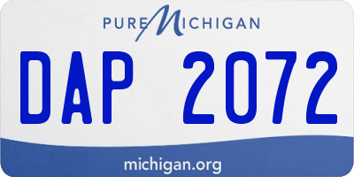 MI license plate DAP2072