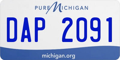 MI license plate DAP2091