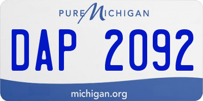 MI license plate DAP2092