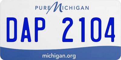 MI license plate DAP2104