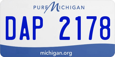 MI license plate DAP2178