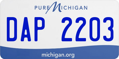 MI license plate DAP2203