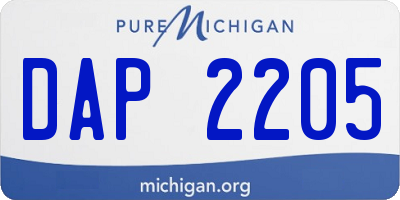 MI license plate DAP2205