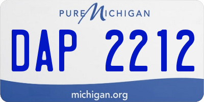 MI license plate DAP2212
