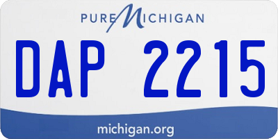 MI license plate DAP2215