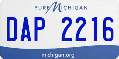 MI license plate DAP2216