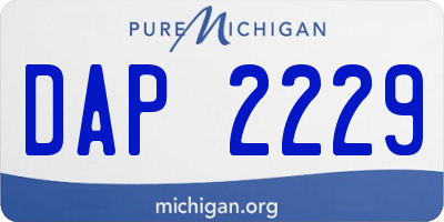 MI license plate DAP2229