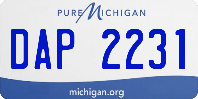 MI license plate DAP2231