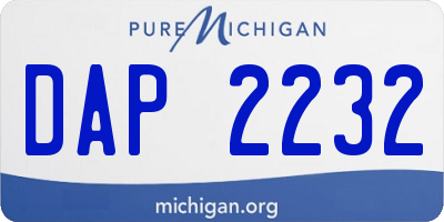 MI license plate DAP2232