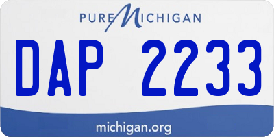 MI license plate DAP2233