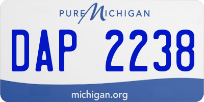 MI license plate DAP2238