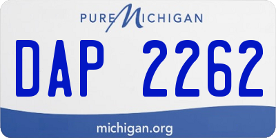 MI license plate DAP2262