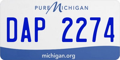 MI license plate DAP2274