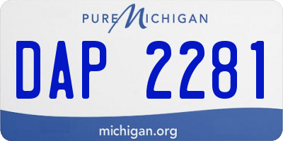 MI license plate DAP2281