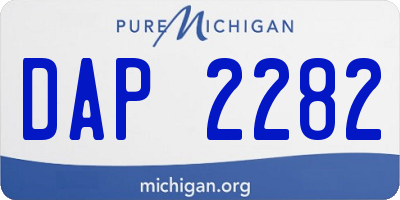 MI license plate DAP2282