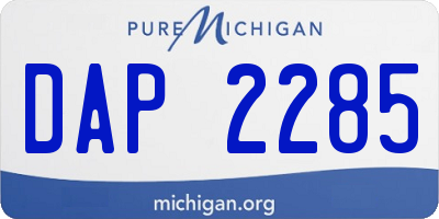 MI license plate DAP2285