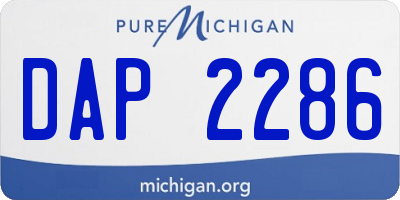 MI license plate DAP2286