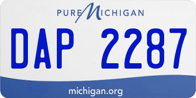 MI license plate DAP2287