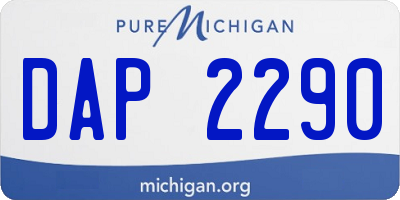 MI license plate DAP2290