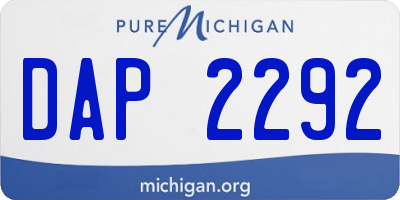 MI license plate DAP2292