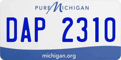 MI license plate DAP2310