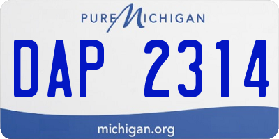 MI license plate DAP2314