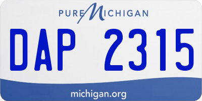 MI license plate DAP2315