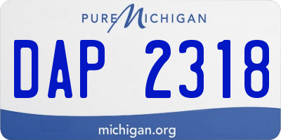 MI license plate DAP2318