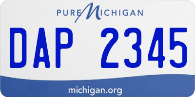 MI license plate DAP2345