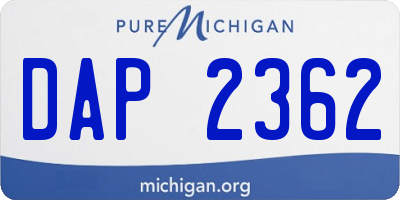 MI license plate DAP2362