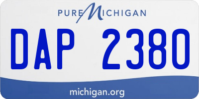 MI license plate DAP2380
