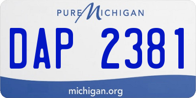MI license plate DAP2381