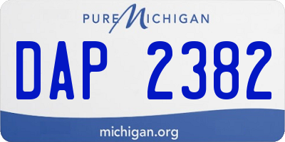 MI license plate DAP2382