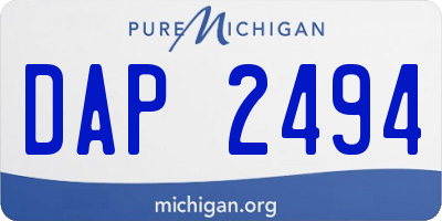 MI license plate DAP2494