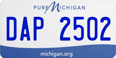 MI license plate DAP2502
