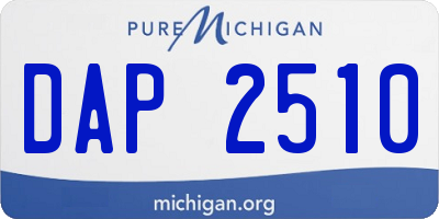 MI license plate DAP2510