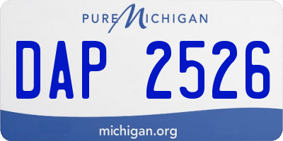 MI license plate DAP2526