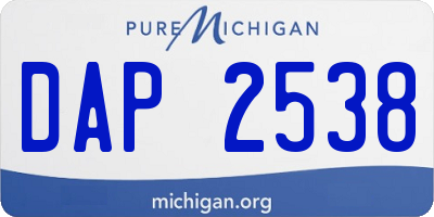 MI license plate DAP2538