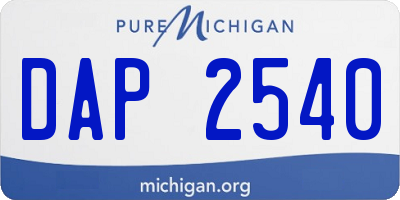 MI license plate DAP2540