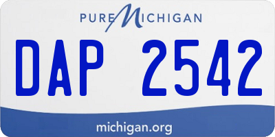MI license plate DAP2542