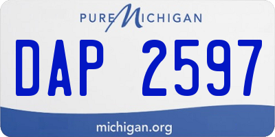 MI license plate DAP2597