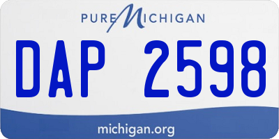 MI license plate DAP2598