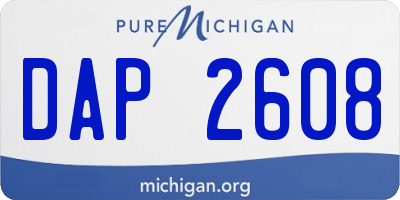 MI license plate DAP2608