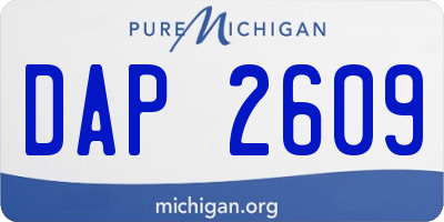 MI license plate DAP2609