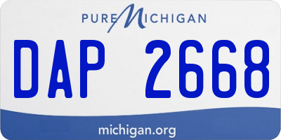 MI license plate DAP2668